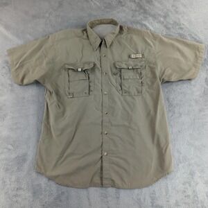 Columbia Fishing Shirt Mens Medium Brown PFG Super Bonehead Omni-Shade Vented